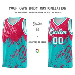 Red Aqua Snow Mountain Beast Pattern Basketball Jersey 3