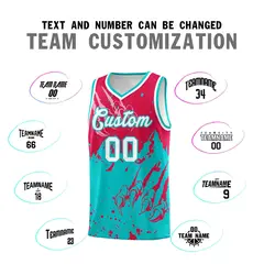 Red Aqua Snow Mountain Beast Pattern Basketball Jersey 4