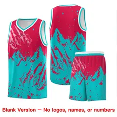Red Aqua Snow Mountain Beast Pattern Basketball Jersey 7