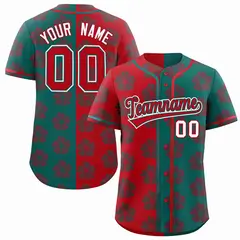 Red Aqua Split Flower Graffiti Authentic Baseball Jersey 1
