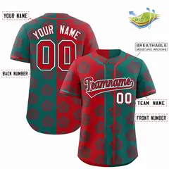 Red Aqua Split Flower Graffiti Authentic Baseball Jersey 2