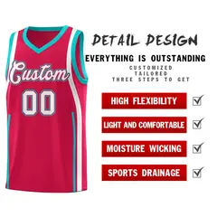 Red Aqua-White Ribbon Pattern Basketball Kits 2