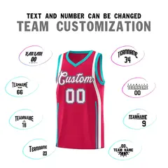 Red Aqua-White Ribbon Pattern Basketball Kits 4