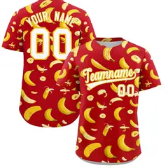 Red Banana Graffiti Pattern Fashion Baseball Jersey