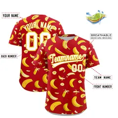 Red Banana Graffiti Pattern Fashion Baseball Jersey 2