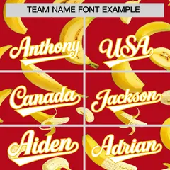 Red Banana Graffiti Pattern Fashion Baseball Jersey 4