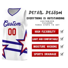 Red Basketball Kits Royal Star Pattern And Double Lines 2