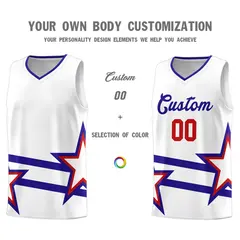 Red Basketball Kits Royal Star Pattern And Double Lines 3
