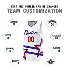 Red Basketball Kits Royal Star Pattern And Double Lines 4