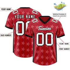 Red Black All Star Graffiti Pattern Football Jersey 2