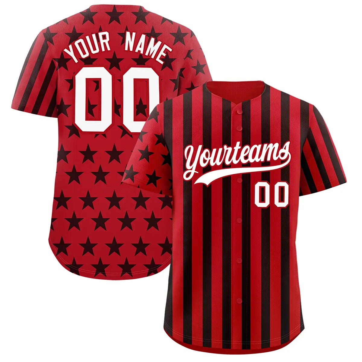 Red Black American Flag Graffiti Baseball Jersey
