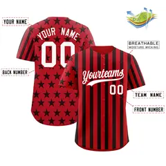 Red Black American Flag Graffiti Baseball Jersey 2