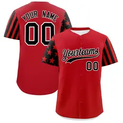 Red Black American Flag Raglan Baseball Jersey