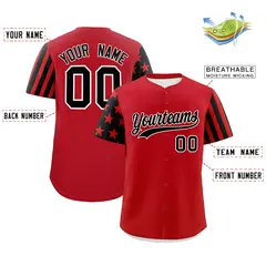 Red Black American Flag Raglan Baseball Jersey 2