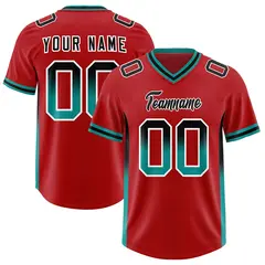 Red Black and Aqua Gradient Sides Fashion Football Jersey