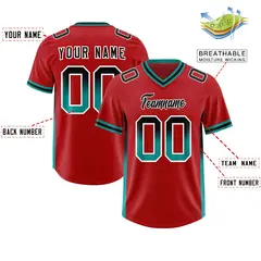 Red Black and Aqua Gradient Sides Fashion Football Jersey 2