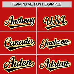 Red Black and Gold Split Raglan Baseball Hoodie Jersey 3