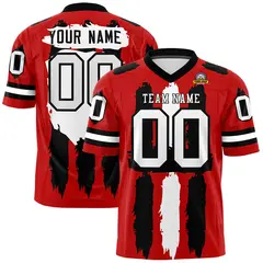 Red Black and White Graffiti Flag Football Jersey 1