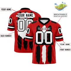 Red Black and White Graffiti Flag Football Jersey 2