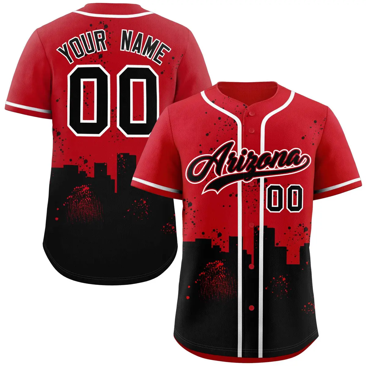 Red Black Arizona City Nightscape Authentic Baseball Jersey