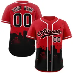 Red Black Arizona City Nightscape Authentic Baseball Jersey