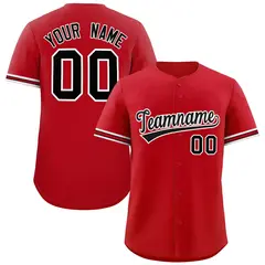 Red Black Authentic Full-Button Baseball Jersey