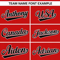 Red Black Authentic Full-Button Baseball Jersey 3