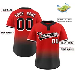 Red Black Black-White Gradient Two-Button Softball Jersey 2
