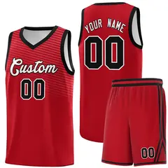 Red Black Chest Slash Pattern Basketball Uniform Jersey 1