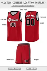 Red Black Chest Slash Pattern Basketball Uniform Jersey 2