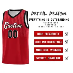 Red Black Chest Slash Pattern Basketball Uniform Jersey 5