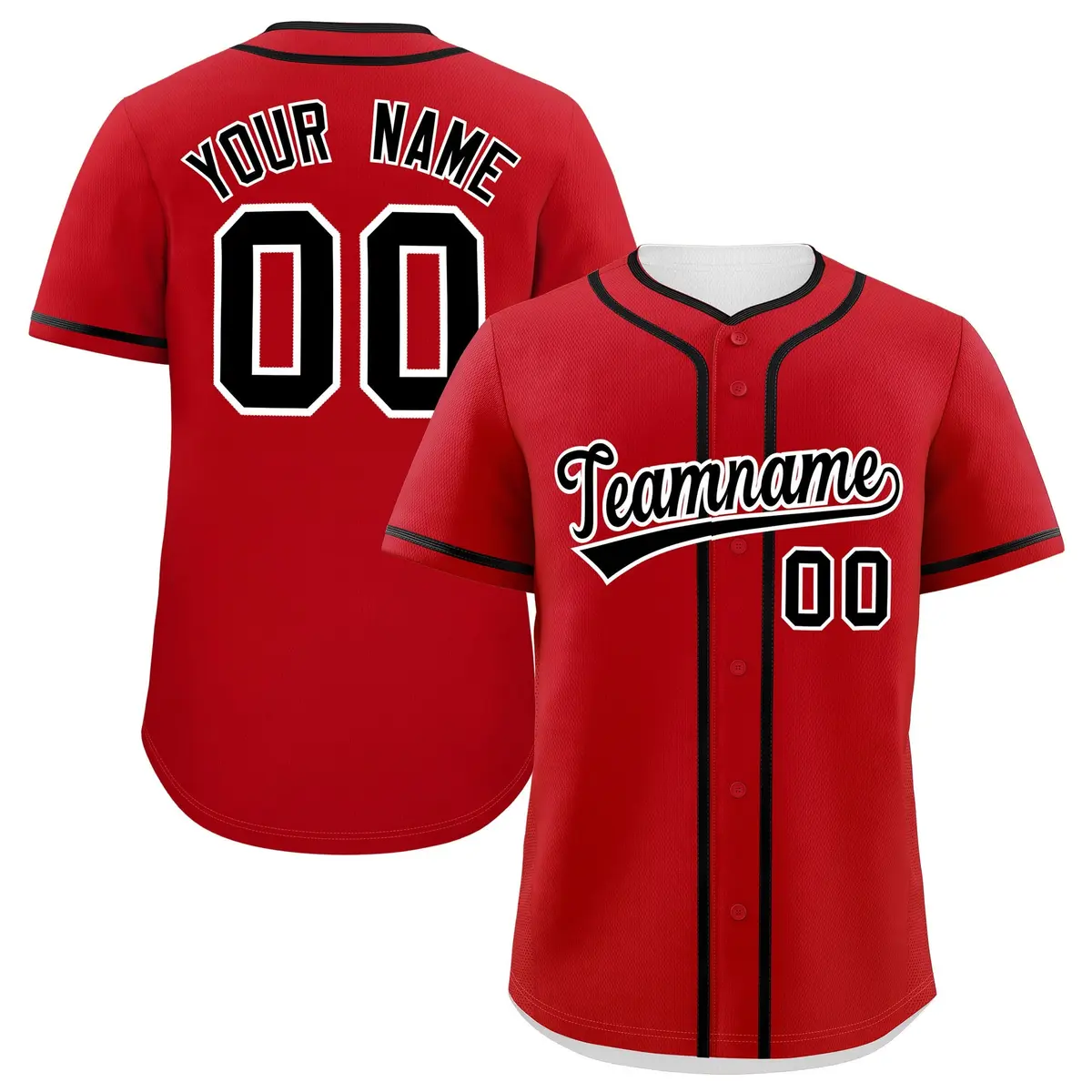 Red Black Classic Authentic Baseball Jersey