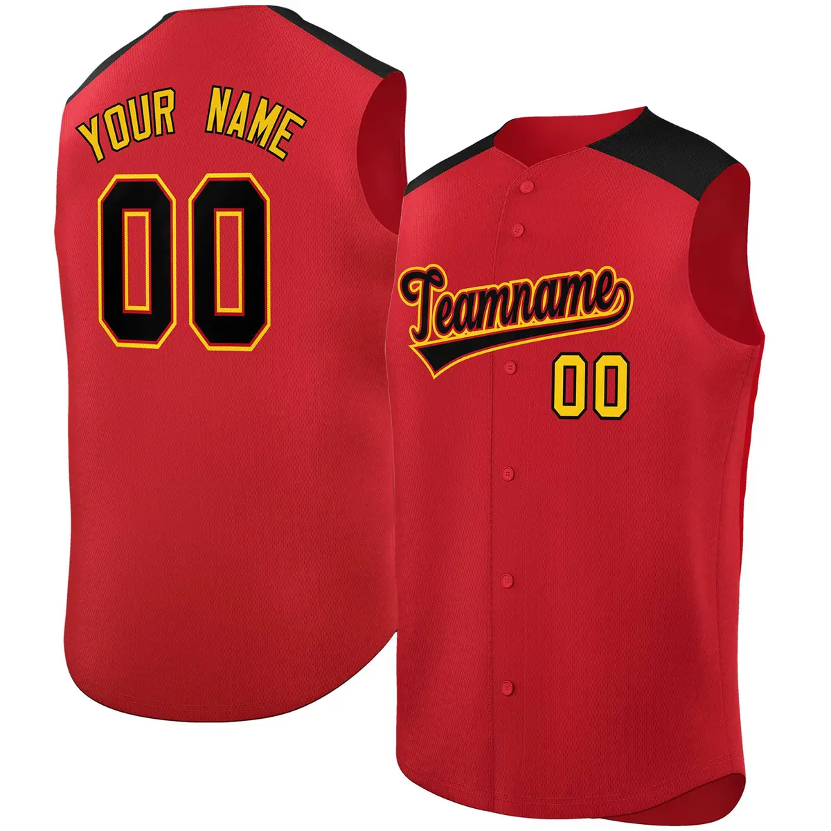 Red Black Classic Authentic Sleeveless Baseball Jersey