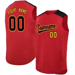 Red Black Classic Authentic Sleeveless Baseball Jersey 1