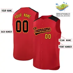 Red Black Classic Authentic Sleeveless Baseball Jersey 2