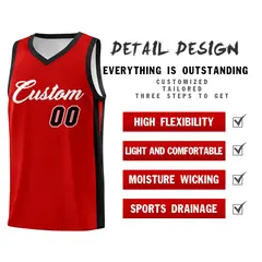 Red Black Classic Basketball Jersey 4