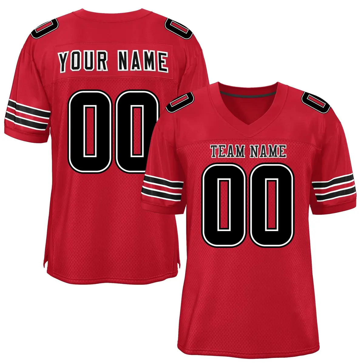 Red Black Classic Mesh Authentic Football Jersey