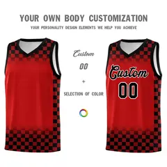 Red Black Classic Plaid Basketball Uniform Jersey 3