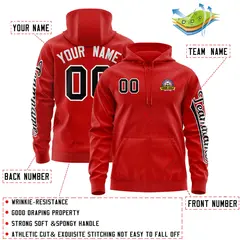Red Black Classic Varsity Full-Zip Letterman Jacket Hoodie 4