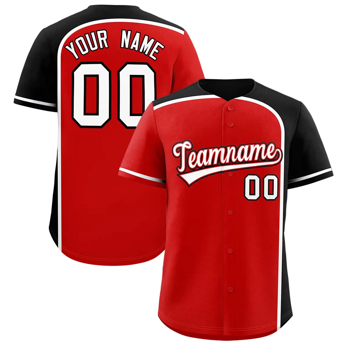 Red Black Color Block Authentic Baseball Jersey