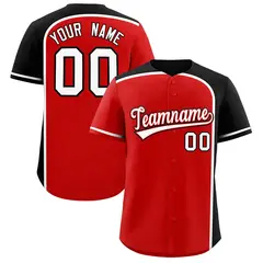Red Black Color Block Authentic Baseball Jersey