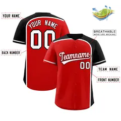 Red Black Color Block Authentic Baseball Jersey 2