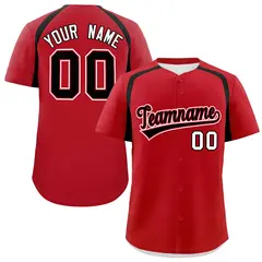 Red Black Color Block Authentic Baseball Jersey