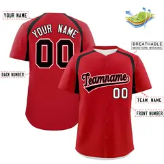Red Black Color Block Authentic Baseball Jersey 2