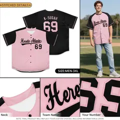 Red Black Color Block Raglan Sleeves Baseball Jersey 6