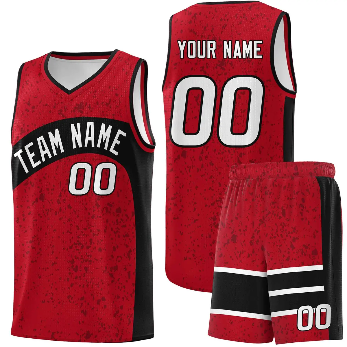Red Black Dot Graffiti Irregular Pattern Basketball Jersey