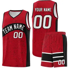 Red Black Dot Graffiti Irregular Pattern Basketball Jersey