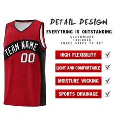 Red Black Dot Graffiti Irregular Pattern Basketball Jersey 2
