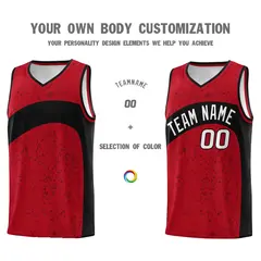 Red Black Dot Graffiti Irregular Pattern Basketball Jersey 3