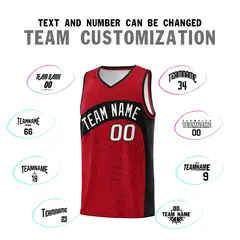 Red Black Dot Graffiti Irregular Pattern Basketball Jersey 4